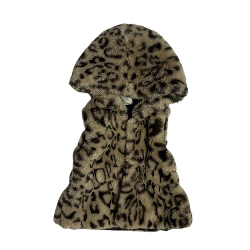 First Impressions Baby Girl Faux Fur Animal Print Vest Size 3-6 Months